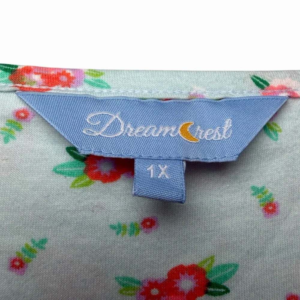 Dream Crest Womens Floral Nightgown 1X 100% Cotton Cottagecore Lounge‎ Cozy